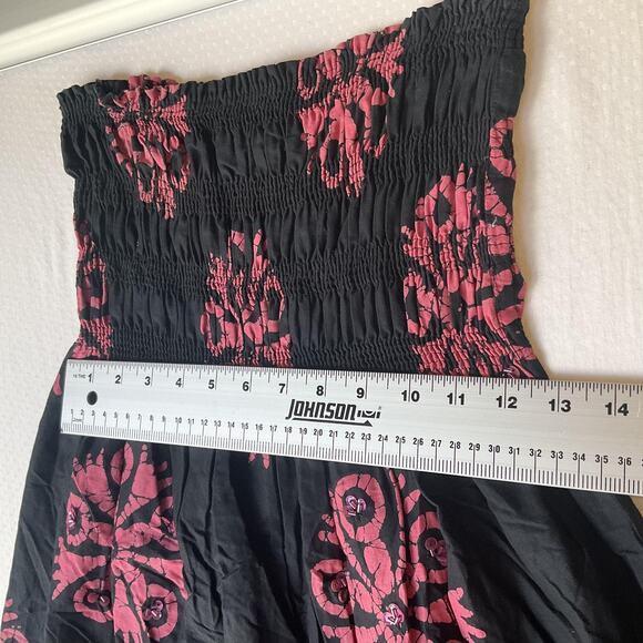 Moda International Women Dress M Black Floral Strapless A-Line - Picture 6 of 7